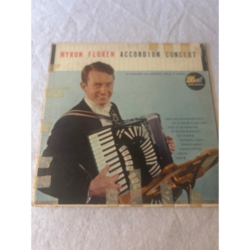 Dot Records Myron Floren Accordion Concert LP Vinyl 12" Black Fair Vintage 1950s